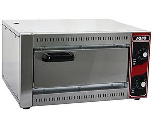 SARO PALERMO 1 Horno pizzero para 1 pizza de hasta 33 cm Ø, con piedra refractaria, modelo de mesa, calor superior e inferior regulable, carcasa de acero inoxidable, 300 °C, 2,5 kW