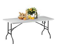 SARO PARTY 182 Mesa plegable, plástico y acero, 183 x 76 cm, tabla y patas plegables, con asa, para interior y exterior