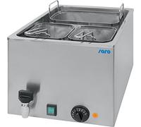 SARO PASTA 25 Hervidor eléctrico de pasta para gastronomía, modelo de mesa, 25 l, con 3 cestas y grifo de drenaje, acero inoxidable, regulación de temperatura hasta 110 °C, 3,2 kW