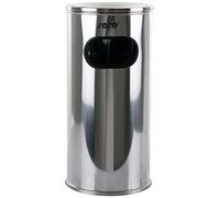 SARO REMCO Cubo de basura con cenicero, acero inoxidable, 300 x 300 x 605 mm, 18 l, depósito interior galvanizado, borde de plástico