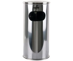 SARO REMCO Cubo de basura con cenicero, acero inoxidable, 300 x 300 x 605 mm, 18 l, depósito interior galvanizado, borde de plástico