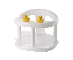 SARO - Soporte Abatible para Bebé con Patitos - Asiento de Baño para Bebé con Ventosas y Antideslizante - Blanco