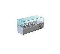 SARO VRX 955/380 Vitrina refrigerante, para 3 GN 1/3 GN, 955 x 395 x 435 mm (A x L x H), cubierta de cristal, control digital de temperatura, frío estático con R600a, acero inoxidable