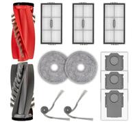 Saros 10R - Piezas de repuesto compatibles con robot aspirador Roborock Saros 10R, 2 cepillos de rodillo, 2 cepillos laterales, 3 bolsas de polvo, 3 filtros HEPA, 2 almohadillas para fregona