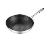 Sart¨¦n Antiadherente Con Tapa,plplaaoo Wok De Acero Inoxidable, Panal De Abeja De Doble Cara De 3 Capas Para Evitar Que Se Pegue La Sart¨¦n, Sart¨¦n De Wok Para Cocinar(34cm (no lid no ears))