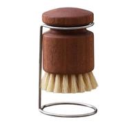 Sartén amigable con cerdas de jabalí, Cepillo con escurridor para Cuidado del Hierro Fundido y fácil Limpieza, para Platos de Cocina, sartén de Hierro Forjado