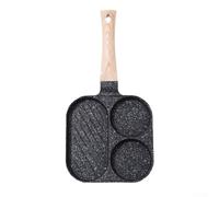 Sartén antiadherente de 3 secciones con tapa de vidrio templado, espátula y cepillo de aceite para huevos, salchichas y marrones juntos (negro)