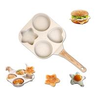 Sartén Antiadherente De 4 Agujeros Para Huevos, Diseño De Estrella Y Corazón, 1 Juego De 4 Sartenes Con Mango Antiescaldadura, Para Cocina De Gas E Inducción, Ideal Para Cocinar (A)