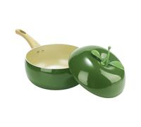 Sartén antiadherente de base gruesa - Olla de cocina estilo fruta de 21 cm, tapa de cacerola, utensilios de cocina a fuego lento para cocinar, olla multiusos resistente para estofado, sopa, pasta