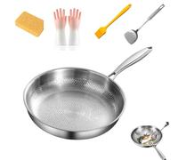 Sartén antiadherente de titanio: sartén de titan sin revestimiento hecha de titanio puro, forjada a mano, resistente a los arañazos, conducción rápida del calor, sartén sin (Ohne Deckel,24 cm)