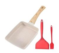 Sartén antiadherente for tamagoyaki, tortilla japonesa, rollo rectangular con mango desmontable anti-escaldaduras, apta for todo tipo de estufas(3pcs White Set)