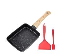 Sartén antiadherente for tamagoyaki, tortilla rectangular con mango desmontable anti-escaldaduras, apta for todo tipo de estufas(3pcs Black Set)