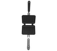 Sartén antiadherente para hacer waffles, molde para hornear waffles en estufa de gas, placa prensadora de waffles de aleación de aluminio con mango largo resistente al calor, ideal