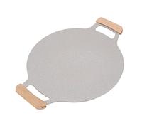 Sartén Antiadherente para Parrilla de Barbacoa con de Haya para Cocina Coreana en Interiores y Exteriores, Placa de Parrilla Redonda de Aluminio Duradera, 1 Pieza (34 cm/13,4 pulgadas)