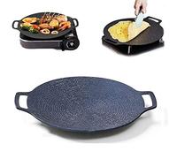 Sartén antiadherente para parrilla de piedra médica multifunción,plancha redonda para barbacoa con asa,placa de estufa multifuncional para carnes,tortitas,costillas (14in)
