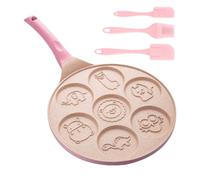 Sartén antiadherente para tortitas de 26 cm, con siete agujeros, para crepes con animales, para tortitas, etc