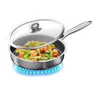 Sartén antiadherente - Piedra de cobre de 20 cm, sartén resistente de aluminio y acero inoxidable con distribución dinámica del calor y mango efecto madera, para cocinas de inducción