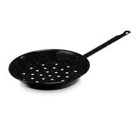 briebe Sartén Castañera Inducción 28 cm Asar Castañas, Acero Esmaltado, Apta para Vitrocerámica, Fuego, Gas, Horno, Levante Negro Jaspeado