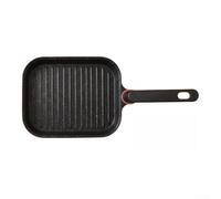 Sartén con caño antiadherente (28 x 28 cm), color negro | Diseño cuadrado, superficie de 28 x 28 cm, para tiras de parrilla ideales, para filetes y pollo, apto para lavavajillas