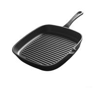 Sartén cuadrada gruesa de hierro fundido con un solo mango, sartén estriada para carne y verduras, apta para estufa y horno, color negro