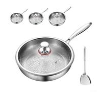 Sartén de acero con textura no martillada para reducir el uso de aceite, distribución de calor de 5 capas para una cocción uniforme, apta para horno y adecuada para varios tipos de estufa (30)