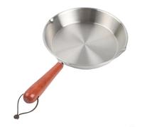 Sartén de acero inoxidable 304 con interior suave sin revestimiento y mango de madera natural para una gestión más segura de la retención del calor (rojo)