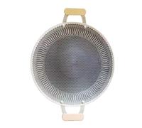 Sartén de acero inoxidable 316 con asa, 34 cm y 38 cm, portátil, redonda, antiadherente, para parrilla de parrilla en interiores o exteriores, color plateado de 34 cm
