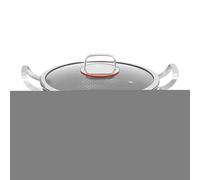 Sartén de acero inoxidable antiadherente de 30 cm, herramienta de cocción de doble mango, estilo de sartén profunda, construcción de propagación de calor, control equilibrado, rendimiento de