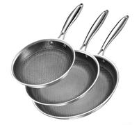 Sartén de acero inoxidable no martillada compatible con todas las placas de cocina, resiste arañazos durante el uso, 22/26/30 cm (30 cm)