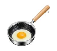 Sartén de Acero Inoxidable,Olla antiadherente con mango de madera - Sartén mini para huevos - para Repostería, Pescado, Verduras, Carne de Cerdo, Pollo, Hogar, Hotel, Restaurante, Comedor, Desayunador