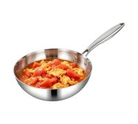 Sartén de acero inoxidable sin revestimiento con mango | Olla de inducción para hervir, estofar, cocinar a fuego lento, comidas familiares, desayunos, horno, lavavajillas