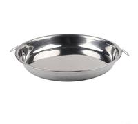 Sartén de acero inoxidable y sartén para pizza con asa, resistencia duradera al calor, distribución uniforme del calor, se adapta a las necesidades de cocción del horno o barbacoa, 26-38 cm, plata (24
