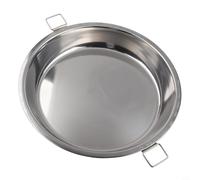 Sartén de acero inoxidable y sartén para pizza con asa, resistencia duradera al calor, distribución uniforme del calor, se adapta a las necesidades de cocción del horno o barbacoa, 26-38 cm, plata (26