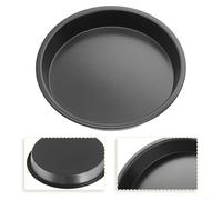 Sartén de acero sin carbono para pizza de 610 pulgadas para horno microondas, bandeja redonda para cocinar pizza, carne, pescado, pollo con función de fácil limpieza (A)