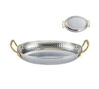 Sartén de cocción - sartén de acero inoxidable, placa de carne | Ollas de cocina en olla sin revestimiento con asas dobles, placa ovalada de acero inoxidable para hornear, 7.09x4.92x1