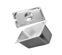 Sartén de cocina de acero inoxidable de tamaño 1/3 con tapa para preparación comercial de alimentos y ahorro de espacio, contenedor de almacenamiento para cocina comercial