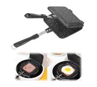 Sartén de doble cara, antiadherente, bandeja cuadrada para desayuno, sandwichera, pan, tostadas, panqueques, tortitas, sartén reversible con mango resistente al calor para desayuno, camping, exterior