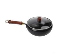 Sartén de hierro forjado a mano puro con diseño de olla grande para cocinar a fuego lento y freír con paredes gruesas para retener el calor en múltiples superficies de cocción (olla de 24 cm + tapa de