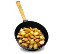 Sartén de hierro fundido, mango extraíble de madera, de inducción, hierro fundido, Negro , 22 cm