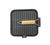 Sartén de hierro fundido, mango plegable, sartén cuadrada a rayas, plancha plana gruesa de 26 cm para cocinar en casa, parrilla de barbacoa (20 cm)