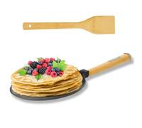 Sartén de hierro fundido para crepes con mango de madera desmontable y espátula 22 cm