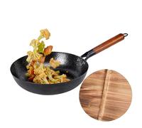 Sartén de hierro - Herramienta culinaria al aire libre | Sartén de metal sólido de 11 pulgadas, tapa de madera opcional, estufa de camping adecuada, cocción al fuego, preparación de comidas, barbacoa