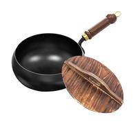 Sartén de hierro sin recubrimiento, olla forjada a mano con función de almacenamiento de calor, para cocina, varios estilos culinarios, recetas, sartén de hierro forjado, sartén de hierro, negro (24