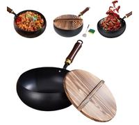 Sartén De Hierro Sin Revestimiento, Sartén Antiadherente Forjada A Mano, Diseño De Fondo Grueso Y Pared Delgada, Universal para Cocina De Inducción Y Estufa De Gas (24cm)