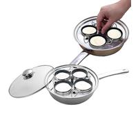 Sartén De Huevos Escalfados - Sartén De Huevos Escalfados | Escalfador De Huevos De Acero Inoxidable | Juego De Ollas De Huevos Escalfados Con Placa De Inducción Con 4 Tazas Antiadherentes Para