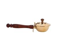 Sartén de Incienso Dschidda de latón con Mango y Tapa de Madera, Long.: 18 cm, alt.: 6 cm, Ø 8,5 cm