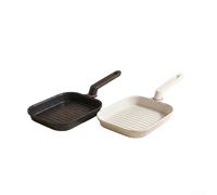 Sartén de inducción 28 cm para todas las cocinas (blanco) | Diseño cuadrado, 28 x 28 cm, para tiras de parrilla ideales, antiadherente, para filetes y verduras