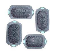 Sartén de pan de silicona de 4 piezas para hornear pan, pan sin capas, para pan casero, perfecto para pan de plátano, pan sándwich, pasteles de libra y pastel de carne, 4 tazas, gris