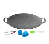 Sartén de Parrilla Coreana | Plancha de Hierro Fundido con Revestimiento Antiadherente,Utensilios de Cocina para Barbacoa con Cepillo Guantes Tenazas,Para Placa De Inducción Y Cocina Eléctrica