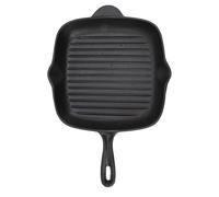 Sartén de parrilla de hierro fundido Gran capacidad Salida doble Quadrate Steak Bacon Pan antiadherente Ecológico Duradero para el hogar Restaurante Material de hierro (26 cm)
